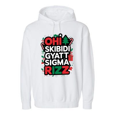 Ohio Gyatt Sigma Rizz Gen Alpha Xmas Christmas Party Garment-Dyed Fleece Hoodie