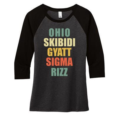 Ohio Gyatt Sigma Rizz Women's Tri-Blend 3/4-Sleeve Raglan Shirt