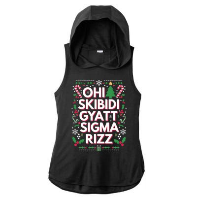 Ohio Gyatt Sigma Rizz Gen Alpha Xmas Christmas Party Ladies PosiCharge Tri-Blend Wicking Draft Hoodie Tank