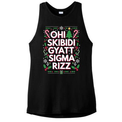 Ohio Gyatt Sigma Rizz Gen Alpha Xmas Christmas Party Ladies PosiCharge Tri-Blend Wicking Tank