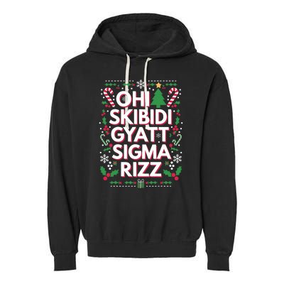 Ohio Gyatt Sigma Rizz Gen Alpha Xmas Christmas Party Garment-Dyed Fleece Hoodie