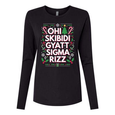 Ohio Gyatt Sigma Rizz Gen Alpha Xmas Christmas Party Womens Cotton Relaxed Long Sleeve T-Shirt