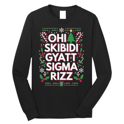 Ohio Gyatt Sigma Rizz Gen Alpha Xmas Christmas Party Long Sleeve Shirt