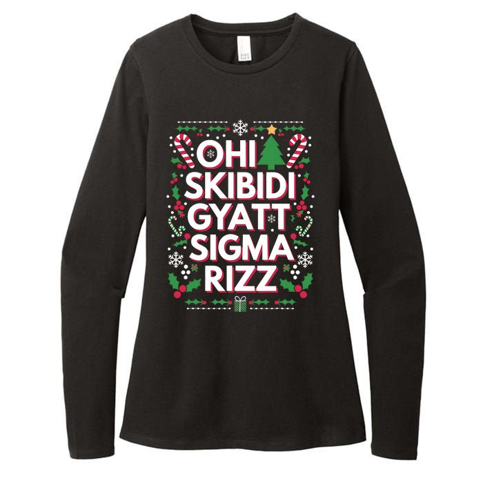 Ohio Gyatt Sigma Rizz Gen Alpha Xmas Christmas Party Womens CVC Long Sleeve Shirt