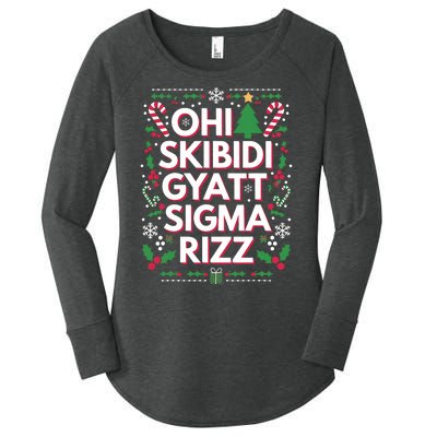 Ohio Gyatt Sigma Rizz Gen Alpha Xmas Christmas Party Women's Perfect Tri Tunic Long Sleeve Shirt