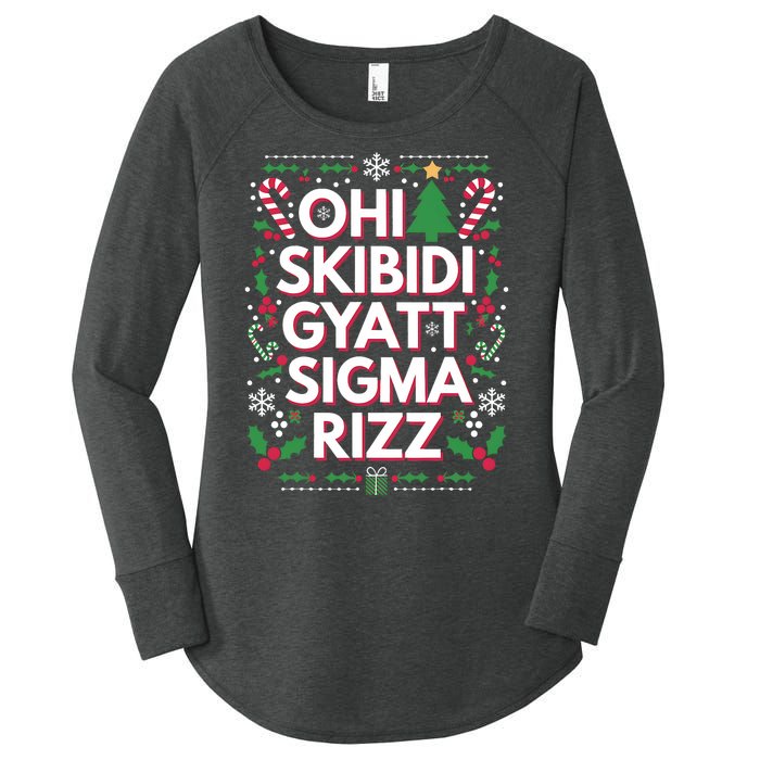 Ohio Gyatt Sigma Rizz Gen Alpha Xmas Christmas Party Women's Perfect Tri Tunic Long Sleeve Shirt