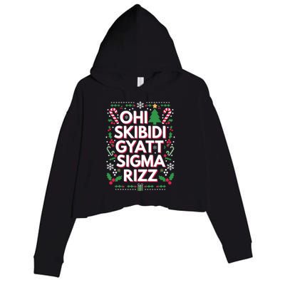 Ohio Gyatt Sigma Rizz Gen Alpha Xmas Christmas Party Crop Fleece Hoodie