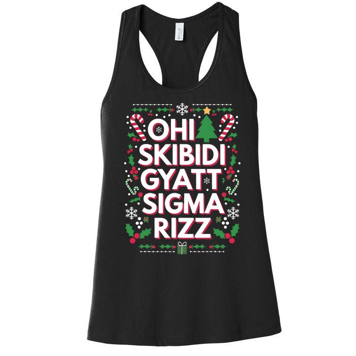 Ohio Gyatt Sigma Rizz Gen Alpha Xmas Christmas Party Women's Racerback Tank