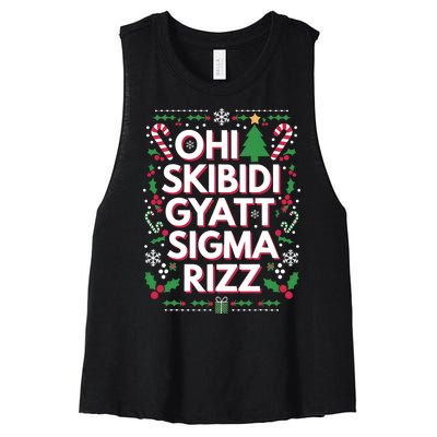 Ohio Gyatt Sigma Rizz Gen Alpha Xmas Christmas Party Women's Racerback Cropped Tank