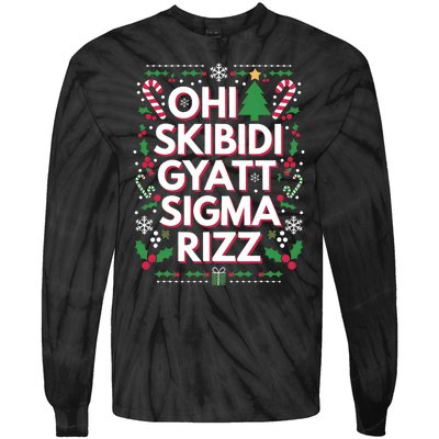 Ohio Gyatt Sigma Rizz Gen Alpha Xmas Christmas Party Tie-Dye Long Sleeve Shirt