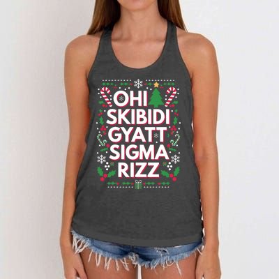 Ohio Gyatt Sigma Rizz Gen Alpha Xmas Christmas Party Women's Knotted Racerback Tank