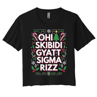 Ohio Gyatt Sigma Rizz Gen Alpha Xmas Christmas Party Women's Crop Top Tee