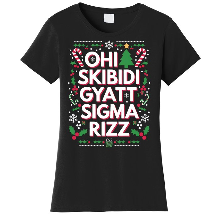 Ohio Gyatt Sigma Rizz Gen Alpha Xmas Christmas Party Women's T-Shirt