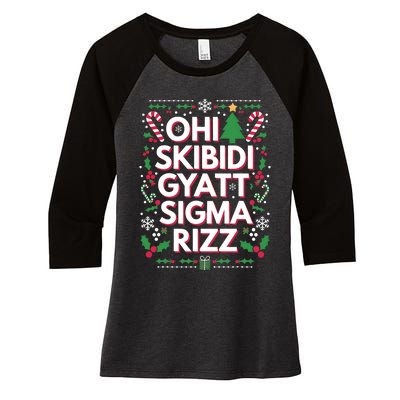 Ohio Gyatt Sigma Rizz Gen Alpha Xmas Christmas Party Women's Tri-Blend 3/4-Sleeve Raglan Shirt