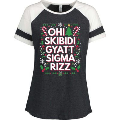 Ohio Gyatt Sigma Rizz Gen Alpha Xmas Christmas Party Enza Ladies Jersey Colorblock Tee