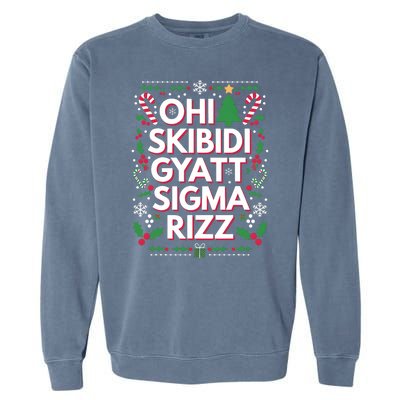 Ohio Gyatt Sigma Rizz Gen Alpha Xmas Christmas Party Garment-Dyed Sweatshirt