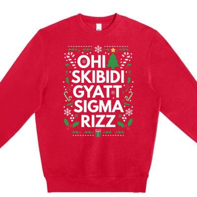 Ohio Gyatt Sigma Rizz Gen Alpha Xmas Christmas Party Premium Crewneck Sweatshirt