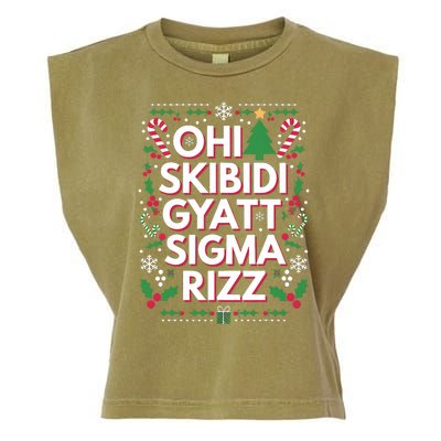 Ohio Gyatt Sigma Rizz Gen Alpha Xmas Christmas Party Garment-Dyed Women's Muscle Tee