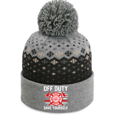 Offfunny Giftduty Save Yourself Firefighter Fire American Usa Flag Great Gift The Baniff Cuffed Pom Beanie