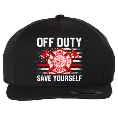 Offfunny Giftduty Save Yourself Firefighter Fire American Usa Flag Great Gift Wool Snapback Cap