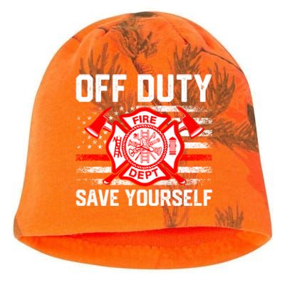 Offfunny Giftduty Save Yourself Firefighter Fire American Usa Flag Great Gift Kati - Camo Knit Beanie