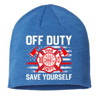 Offfunny Giftduty Save Yourself Firefighter Fire American Usa Flag Great Gift Sustainable Beanie