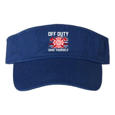 Offfunny Giftduty Save Yourself Firefighter Fire American Usa Flag Great Gift Valucap Bio-Washed Visor