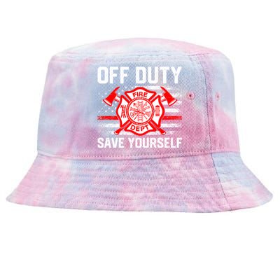 Offfunny Giftduty Save Yourself Firefighter Fire American Usa Flag Great Gift Tie-Dyed Bucket Hat