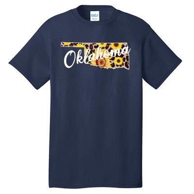 Oklahoma Girl Sunflower Leopard Rustic Black State Pride Tall T-Shirt