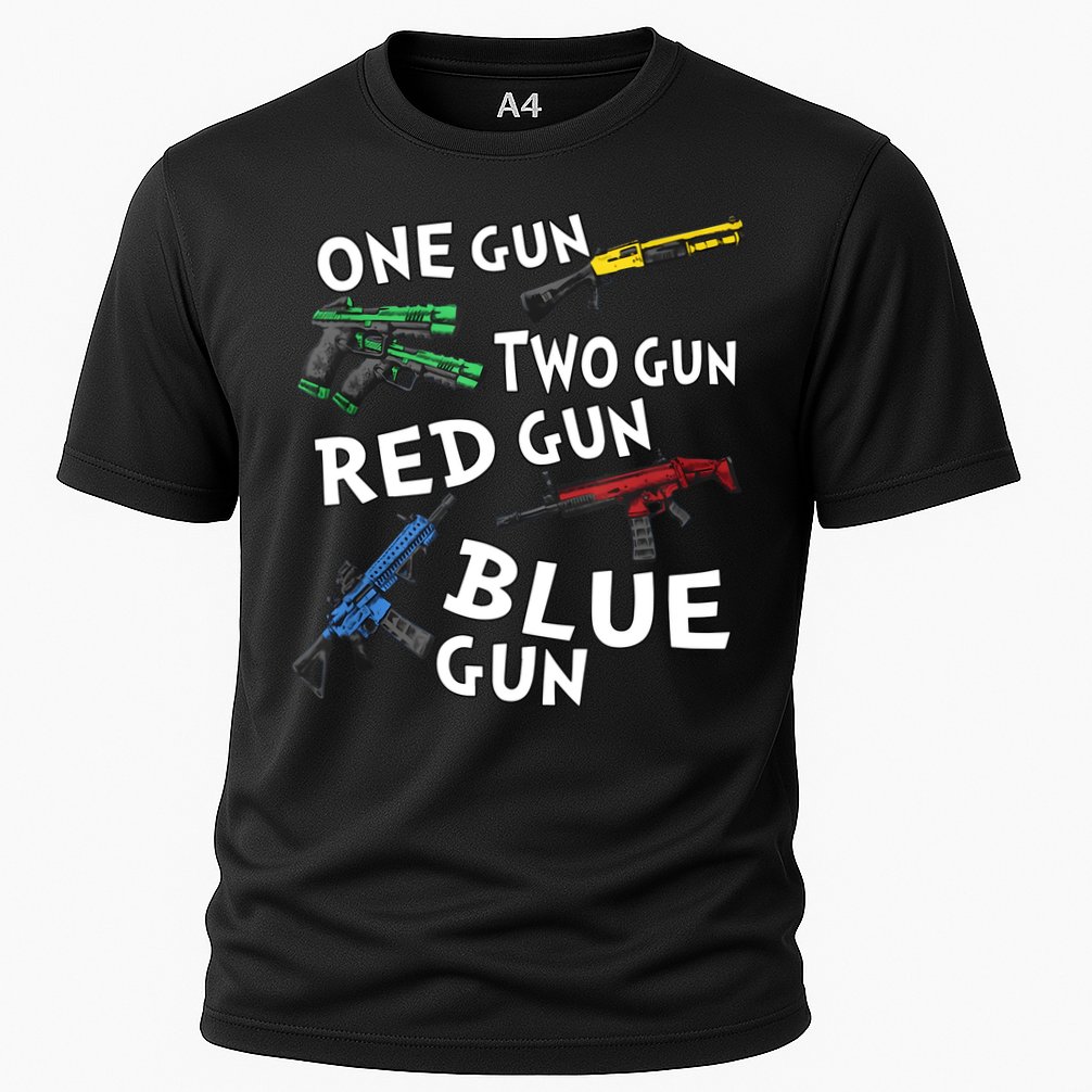 One Gun Two Gun Red Gun Blue Gun Cooling Performance Crew T-Shirt
