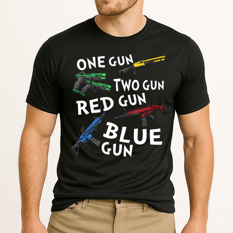 One Gun Two Gun Red Gun Blue Gun Cooling Performance Crew T-Shirt