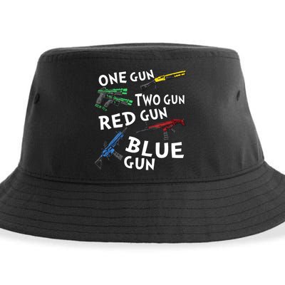 One Gun Two Gun Red Gun Blue Gun Sustainable Bucket Hat