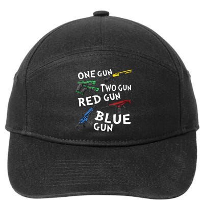 One Gun Two Gun Red Gun Blue Gun 7-Panel Snapback Hat