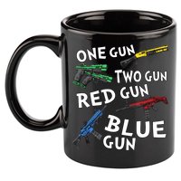 One Gun Two Gun Red Gun Blue Gun 11oz C Handle Ceramic Mug