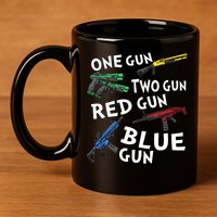 One Gun Two Gun Red Gun Blue Gun 11oz C Handle Ceramic Mug