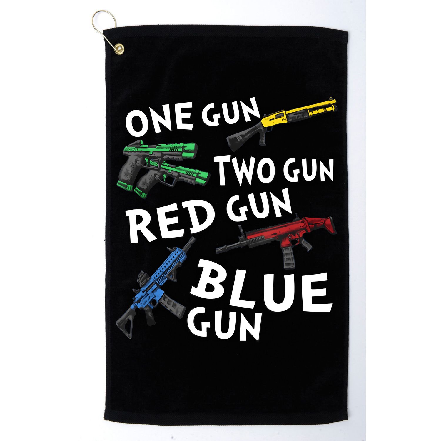 One Gun Two Gun Red Gun Blue Gun Golf Towel