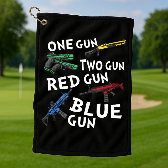One Gun Two Gun Red Gun Blue Gun Golf Towel
