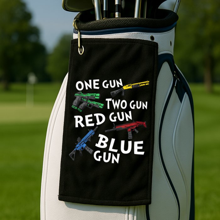 One Gun Two Gun Red Gun Blue Gun Golf Towel