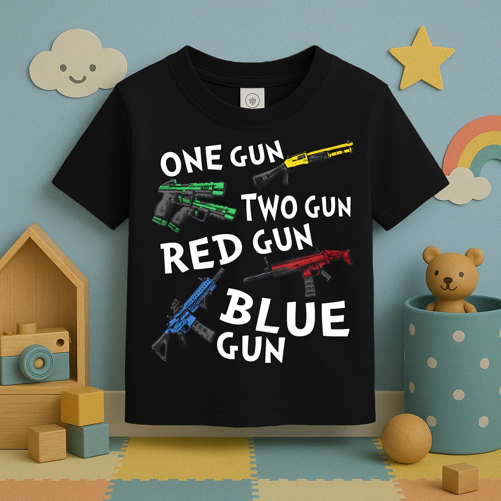 One Gun Two Gun Red Gun Blue Gun Toddler T-Shirt