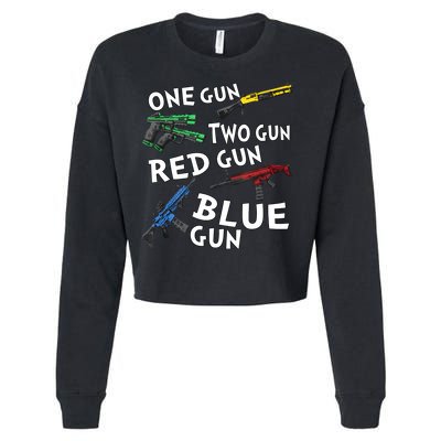 One Gun Two Gun Red Gun Blue Gun Cropped Pullover Crew