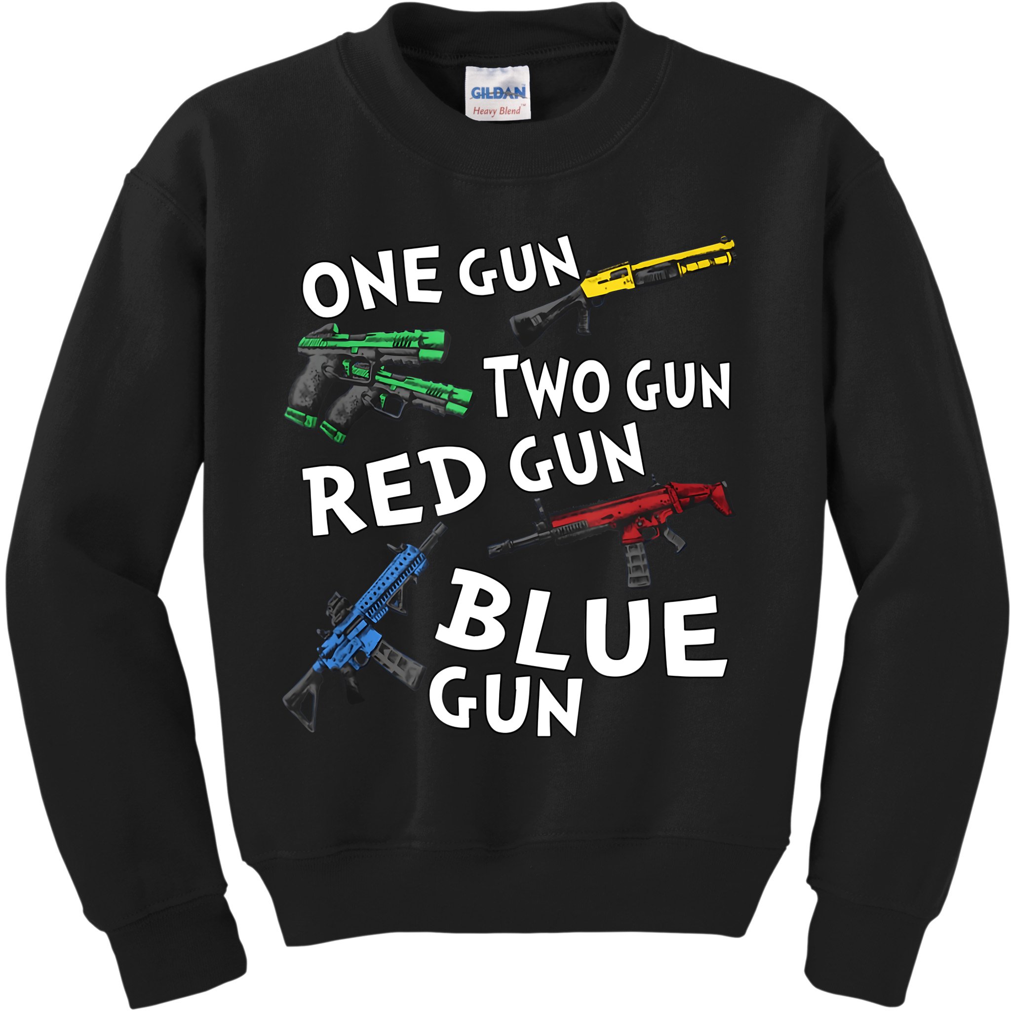 One Gun Two Gun Red Gun Blue Gun Kids Sweatshirt