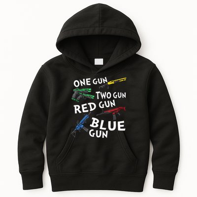 One Gun Two Gun Red Gun Blue Gun Kids Hoodie