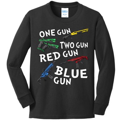 One Gun Two Gun Red Gun Blue Gun Kids Long Sleeve Shirt
