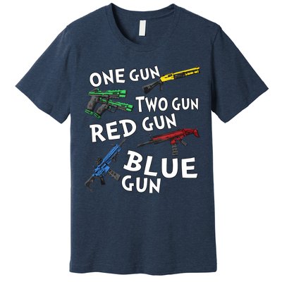 One Gun Two Gun Red Gun Blue Gun Premium T-Shirt