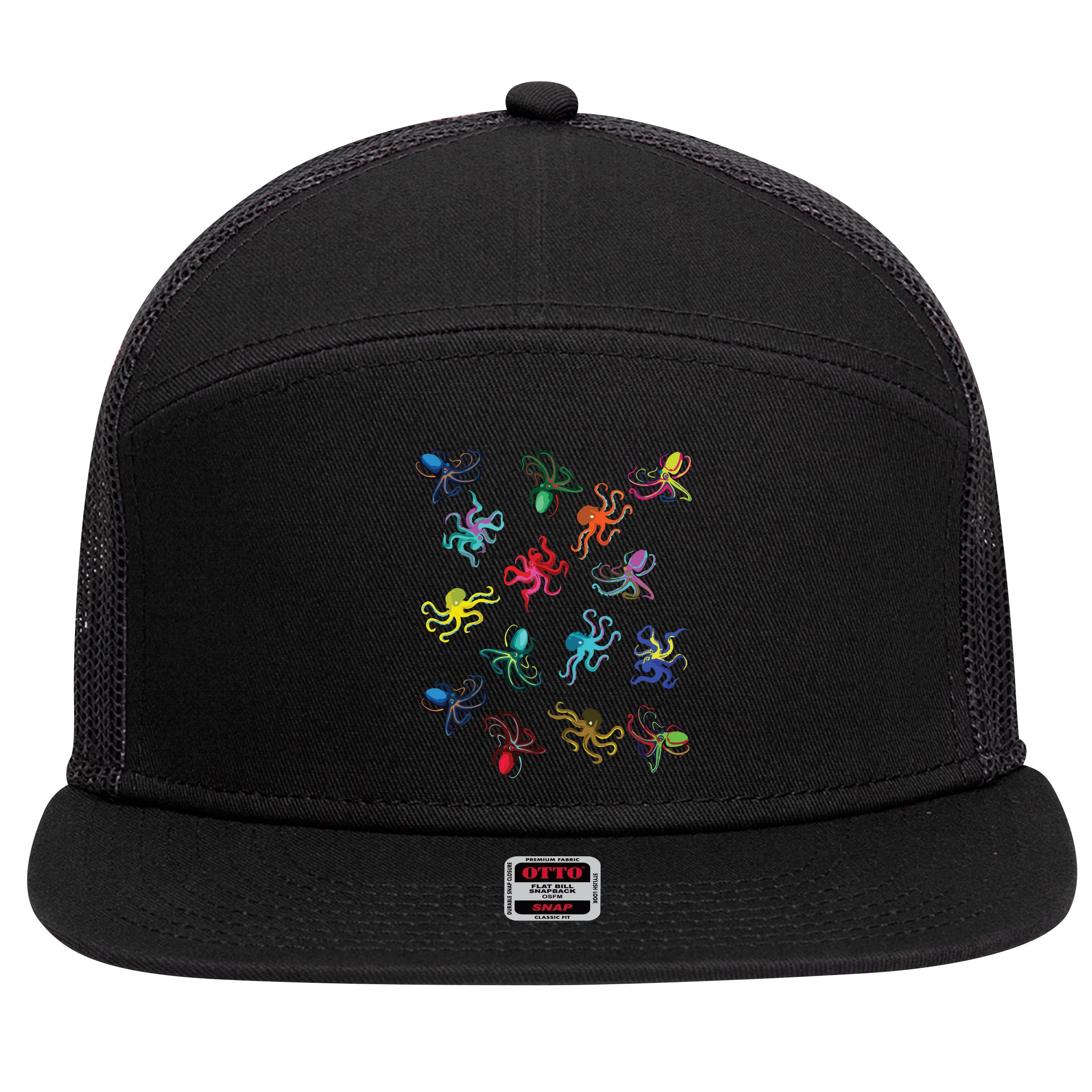 Octopus Gift Tee Octopus Tee 7 Panel Mesh Trucker Snapback Hat