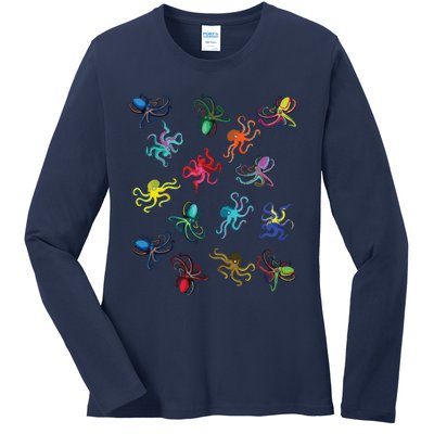 Octopus Gift Tee Octopus Tee Ladies Long Sleeve Shirt