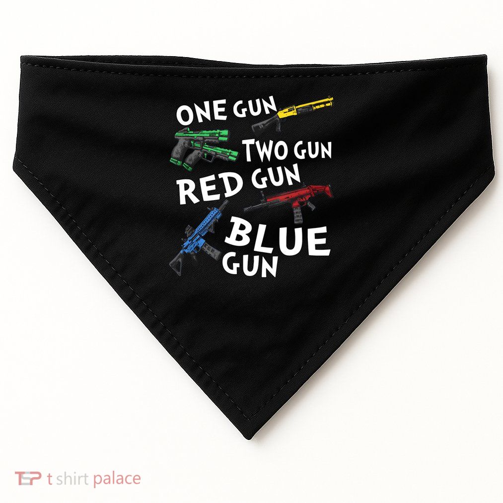 One Gun Two Gun Blue Gun Red Gun USA-Made Doggie Bandana