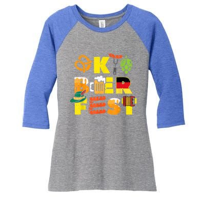 Oktoberfest German Things Cute Bavarian Festival Women's Tri-Blend 3/4-Sleeve Raglan Shirt