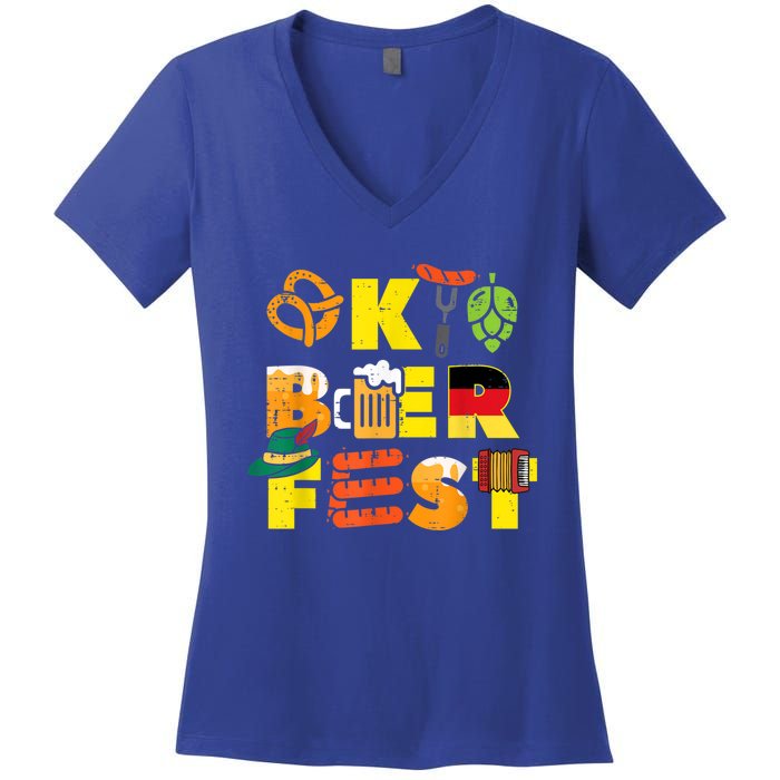 Oktoberfest German Things Cute Bavarian Festival Women's V-Neck T-Shirt