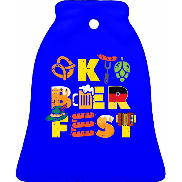 Oktoberfest German Things Cute Bavarian Festival Ceramic Bell Ornament